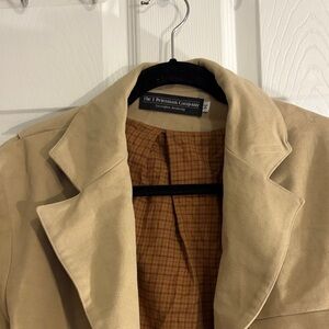 The J Peterman Company Beige Blazer with Plaid Lining